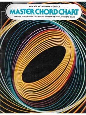 1977 Master Chord Chart Keyboard Guitar Hal Leonard 192 Chords Music Book